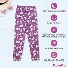 Load image into Gallery viewer, Doodle Girls  Leggings Cat Print Wine
