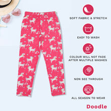 Load image into Gallery viewer, Doodle Girls  Leggings  Unicorn Print Pink
