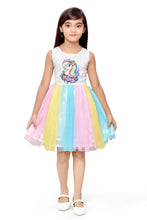 Load image into Gallery viewer, Doodle Fit and Flare Multi Net Unicorn Dress
