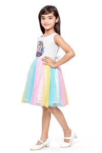 Doodle Fit and Flare Multi Net Unicorn Dress