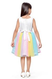 Doodle Fit and Flare Multi Net Unicorn Dress