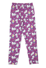 Load image into Gallery viewer, Doodle Girls Pack Of 2 Leggings AOP Printed Peach and Purple
