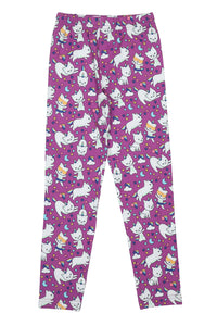 Doodle Girls Pack Of 2 Leggings AOP Printed Peach and Purple