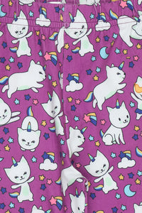 Doodle Girls Pack Of 2 Leggings AOP Printed Peach and Purple