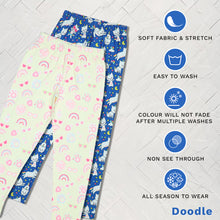 Load image into Gallery viewer, Doodle Girls Pack Of 2 Leggings AOP Printed Yellow and Blue
