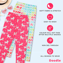 Load image into Gallery viewer, Doodle Girls Pack Of 2 Leggings AOP Printed Pink and White
