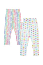 Load image into Gallery viewer, Doodle Girls Pack Of 2 Leggings AOP Printed White and Pink
