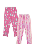 Load image into Gallery viewer, Doodle Girls Pack Of 2 Leggings AOP Printed Purple and Pink
