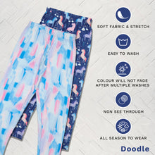 Load image into Gallery viewer, Doodle Girls Pack Of 2 Leggings AOP Printed Navy and Blue
