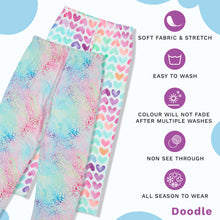 Load image into Gallery viewer, Doodle Girls Pack Of 2 Leggings AOP Printed White and Blue
