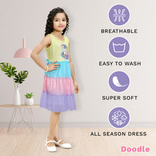 Load image into Gallery viewer, Doodle Unicorn Sleeveless Multi Net Party Dress
