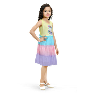 Doodle Unicorn Sleeveless Multi Net Party Dress