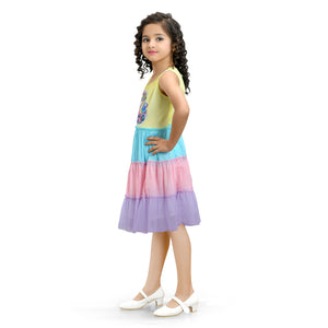 Doodle Unicorn Sleeveless Multi Net Party Dress