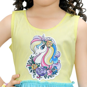 Doodle Unicorn Sleeveless Multi Net Party Dress