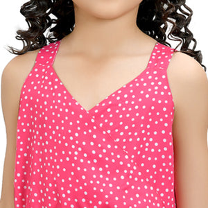 Doodle Polka Printed Step Dress With Sleeveless