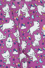 Load image into Gallery viewer, Doodle Girls  Leggings Cat Print Wine
