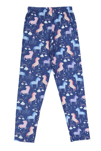 Doodle Girls  Leggings Unicorn Print Navy