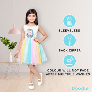 Doodle Fit and Flare Multi Net Unicorn Dress